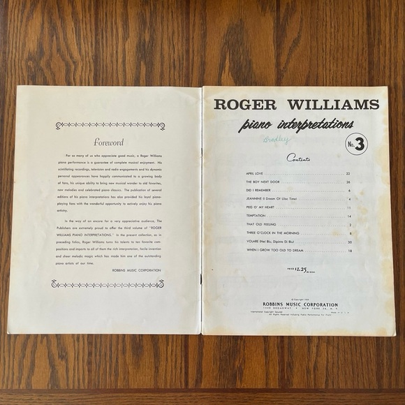 Roger Williams Piano Interpretations No 3 Robbins Music 1959 - Picture 3 of 12